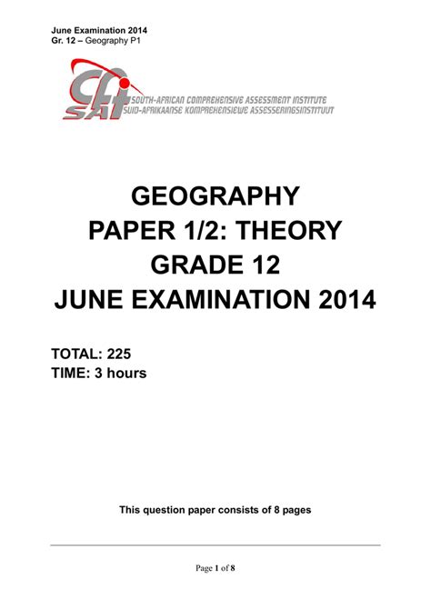 geography paper 1 june exam 2014 Reader