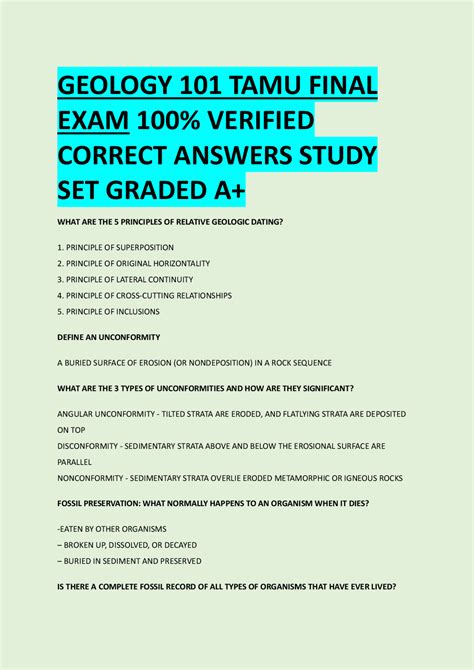 geology final exam answers Reader