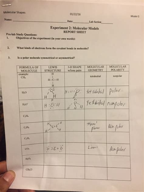 geometrical structure of molecules lab answers Reader