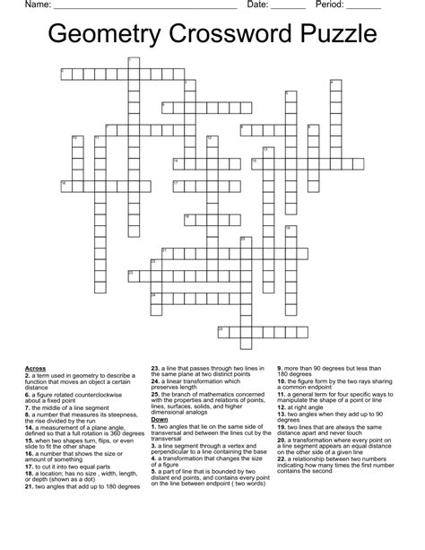 geometry crossword puzzle answers the mcgraw Reader