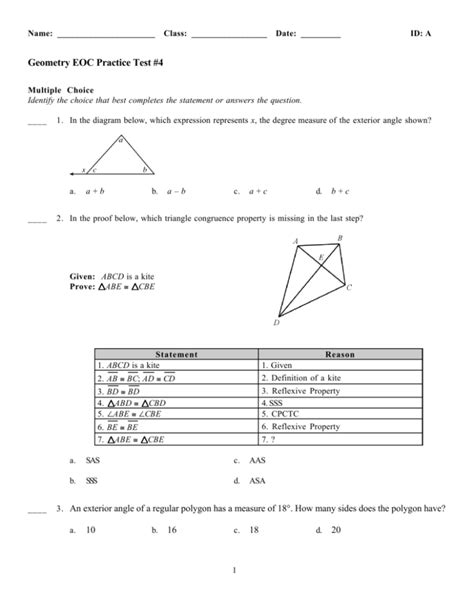 geometry eoc answer key PDF