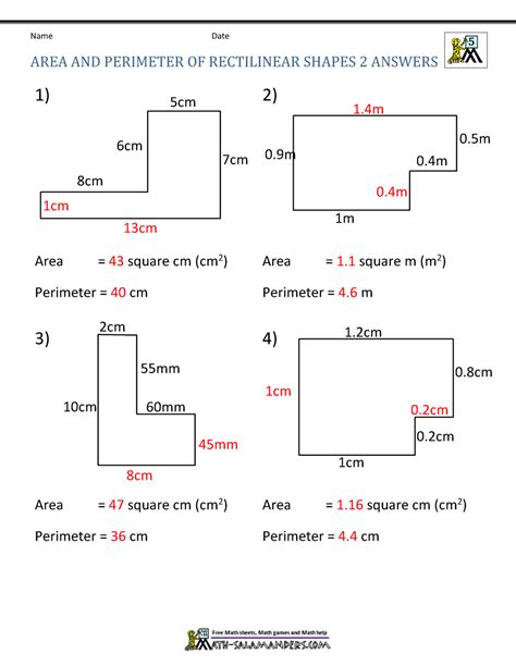 geometry find perimeter and area answers Kindle Editon