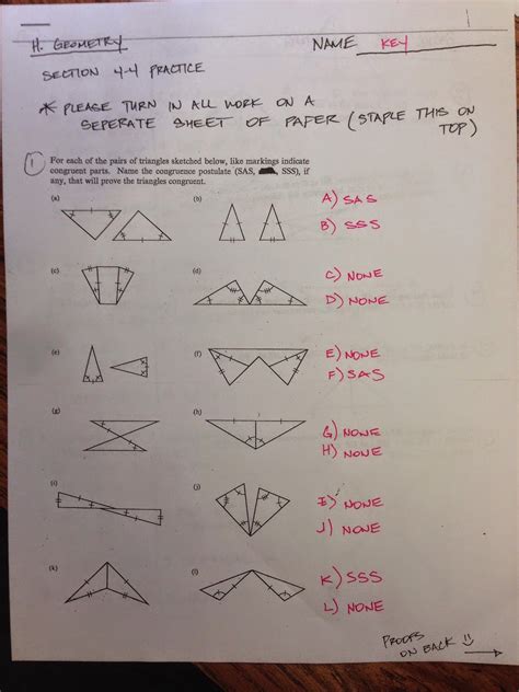 geometry parts of congruent triangles packet answers Reader