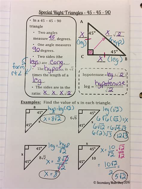 geometry writing assignment special right triangles answers Kindle Editon