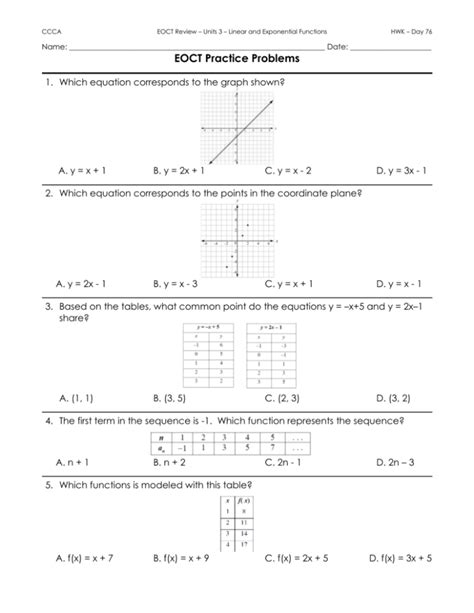 georgia 9th grade math eoct study guide Reader