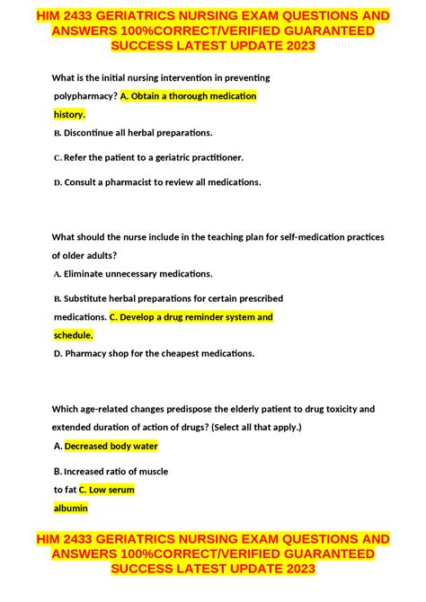 geriatric nursing questions and answers Reader