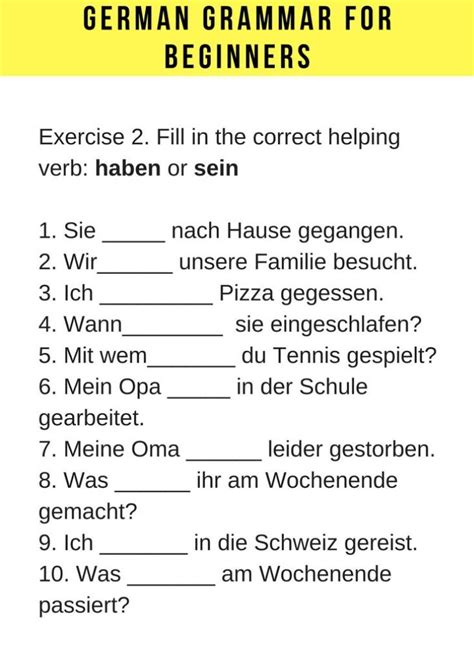 german grammar exercises with answers PDF