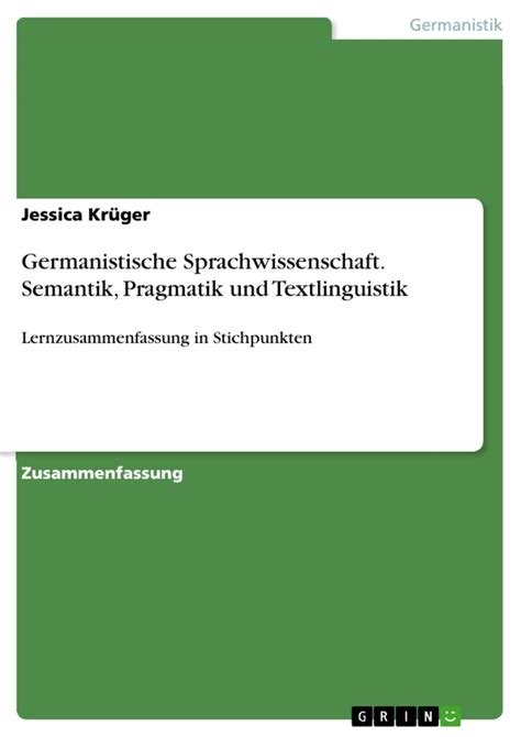 germanistische sprachwissenschaft semantik pragmatik textlinguistik Epub