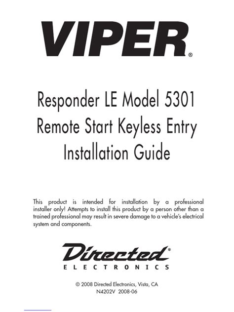 get a viper 5301 installation manual PDF