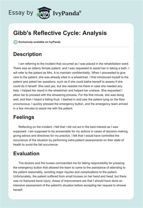 gibbs reflective cycle example essay business