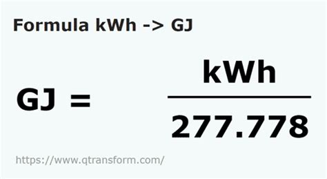 gigajoules to kwh