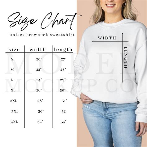 gildan crewneck sweatshirt size chart