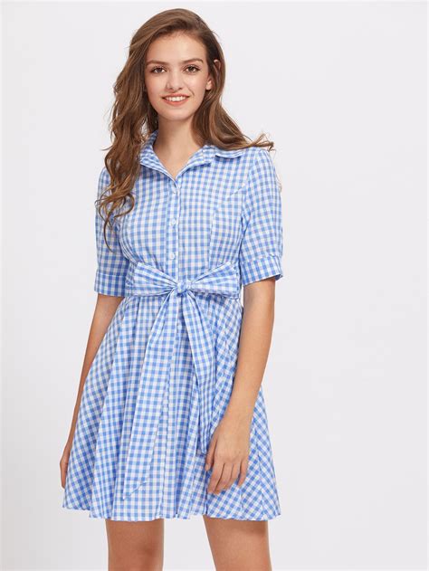 gingham shirt dress