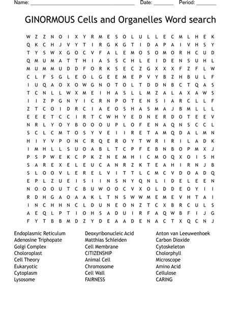 ginormous cells and organelles word search key pdf PDF