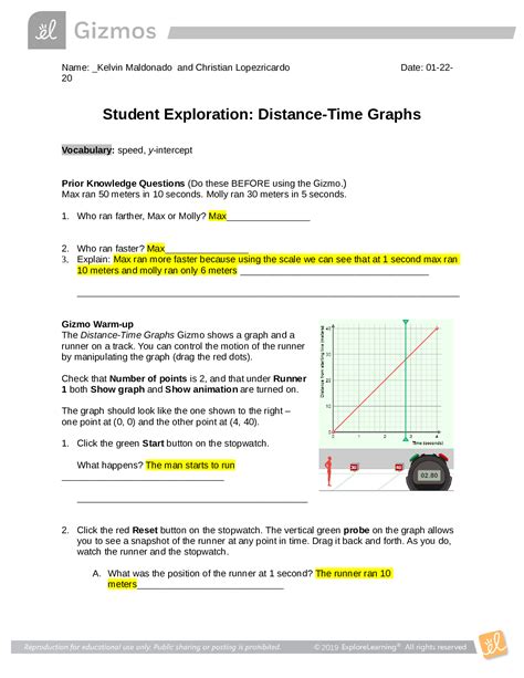 gizmo distance time graphs answer key PDF