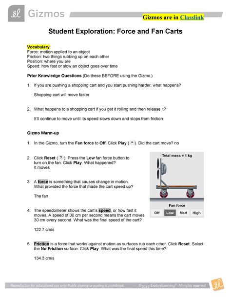 gizmo fan cart answer key Doc