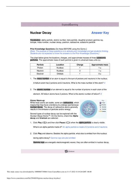 gizmo student exploration nuclear decay answer key Reader