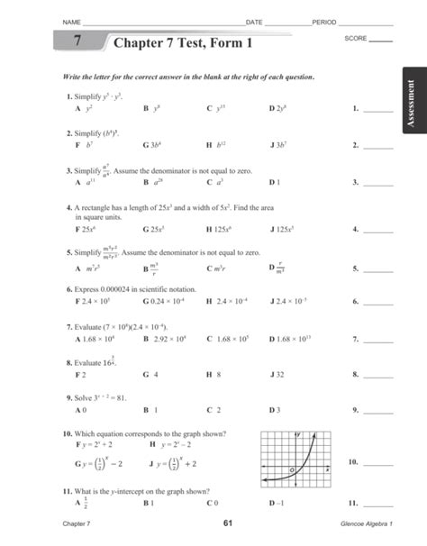 glencoe algebra 1 chapter 7 test answers Epub