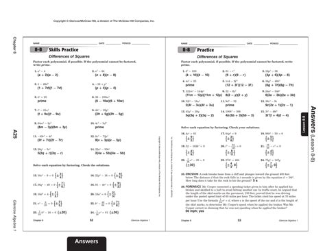 glencoe algebra 1 worksheets answer key Kindle Editon
