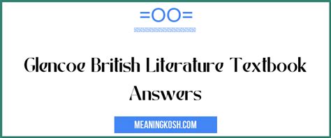 glencoe british literature textbook answers Kindle Editon