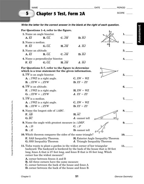 glencoe geometry chapter 5 test form 1 answers PDF