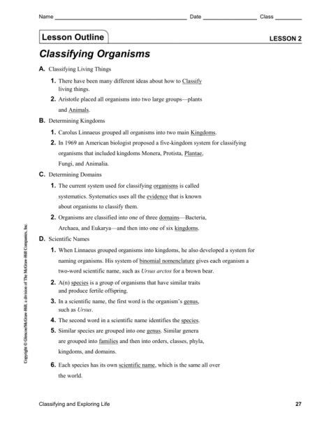 glencoe life science worksheet answers Doc