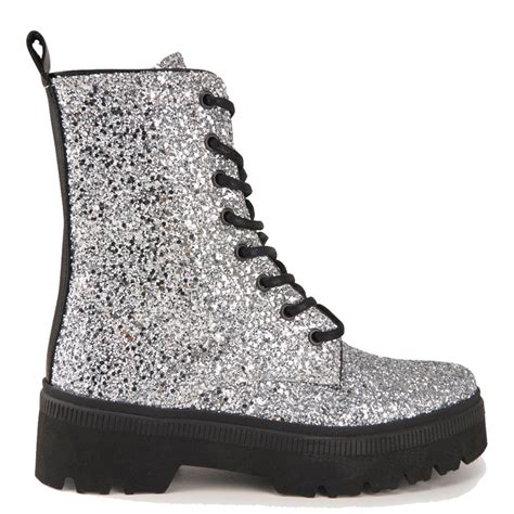 glitter combat boots