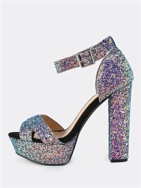 glitter platform heels