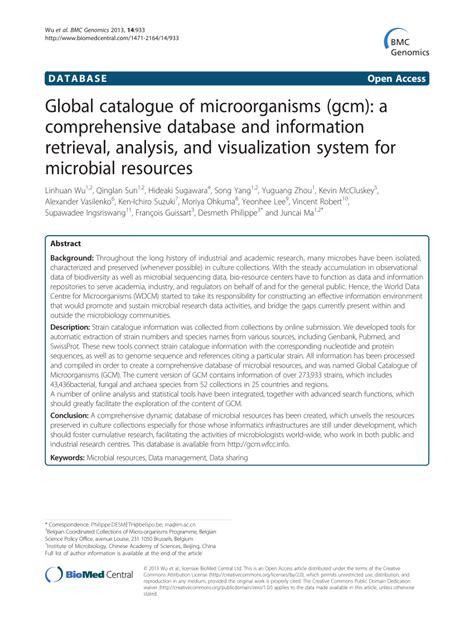 Global Catalogue Of Microorganisms