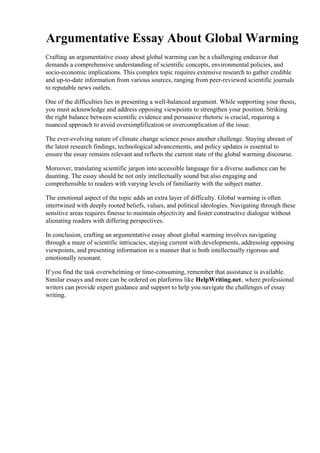 global warming argumentative research paper Reader