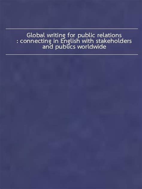 global writing public relations stakeholders Reader
