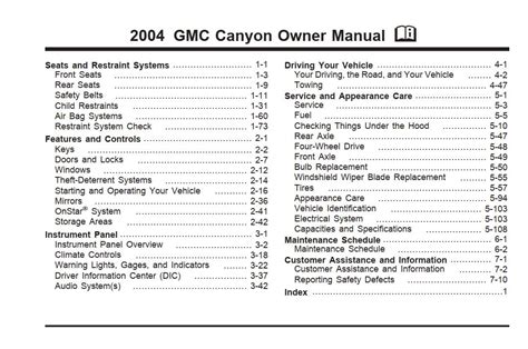 gmc 2004 car manual PDF