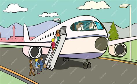 going on plane cartoon