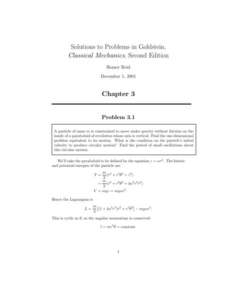 goldstein classical mechanics solutions chapter 3 Epub