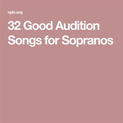 good audition songs for sopranos