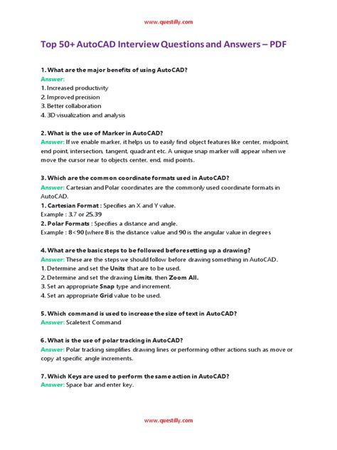 good autocad interview questions PDF