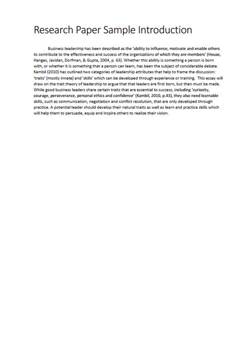 good introduction paragraph example for research paper Reader