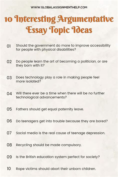 good topics for an argument paper PDF
