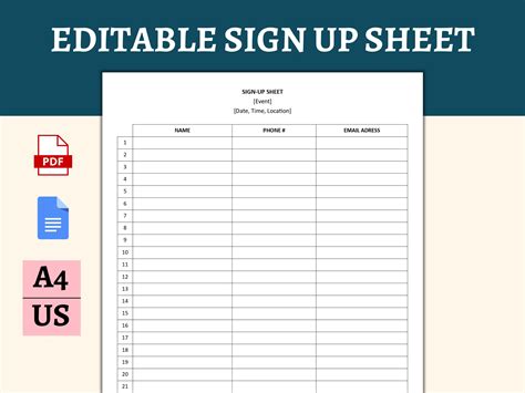 Google Docs Template Sign Up Sheet