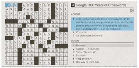 google doodle crossword answers Doc