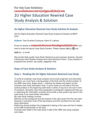 google inc harvard case study solutions Kindle Editon