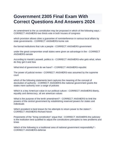 government 2305 questions answers PDF