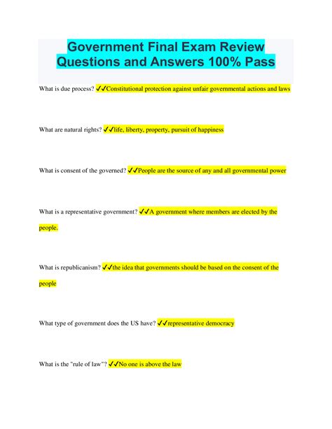 government final exam review answers Kindle Editon