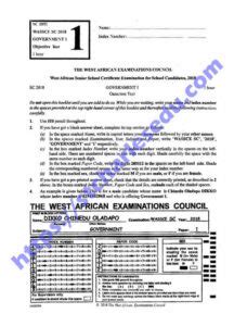 government waec 2014 2015 theory and objective questions and answers Doc