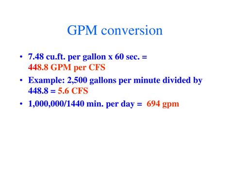 gpm conversion