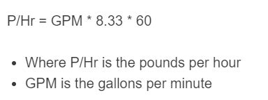 gpm to pounds per hour