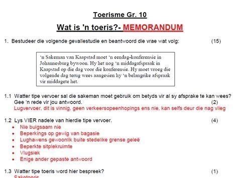 graad 10 toerisme eksamen vraestelle 2013 Doc