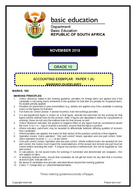 grade 10 accounting exemplar papers Epub
