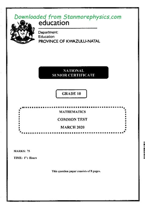 grade 10 maths past papers PDF
