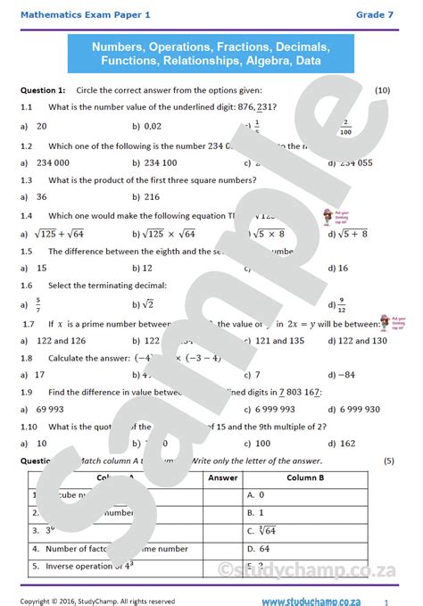 grade 7 common exams question papers Epub